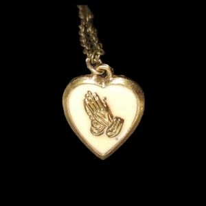 Vintage Prayer Hands Pendant Necklace